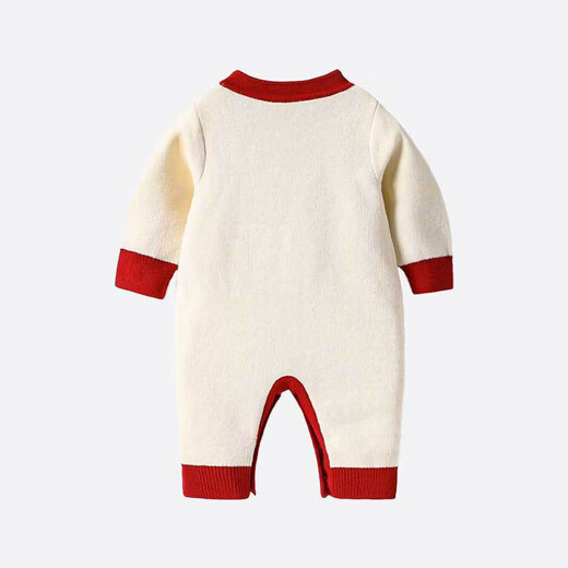 Wua wua baby jumpsuit autumn and winter baby 100-day-old New Year dress red clothes Chinese style newborn baby clothes ivory white 92418 66cm (suitable for 3-6 months, weight 10-15Jin Jin equals 0.5 kg)