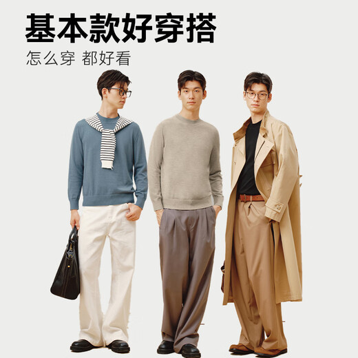 Made in Tokyo, machine washable, warm sweater, men's round neck sweater, soft base wool sweater, black M