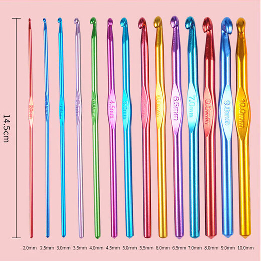 Colorful aluminum oxide crochet hooks, high-end metal crochet hooks, handmade DIY knitting tools, a complete set of wool thick crochet hooks, 4.0mm 1 piece