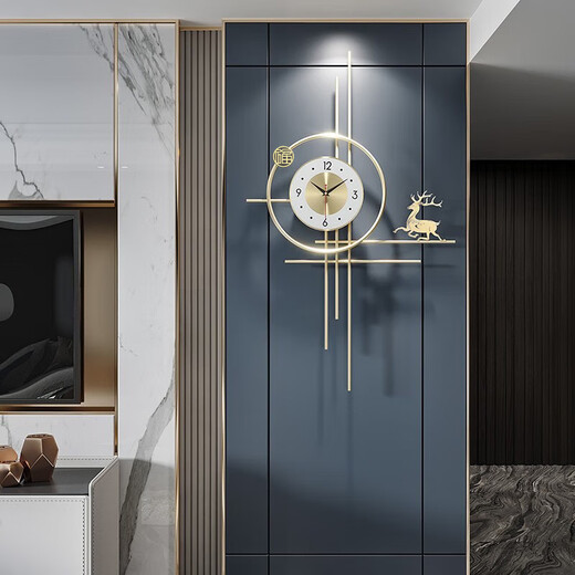 Psyche Nordic Light Luxury Clock Simple Clock Personalized Creative Fulu Zhongsheng Wall Decoration Clock Quartz Clock Wall Clock Large - Silent (width 60*height 98)