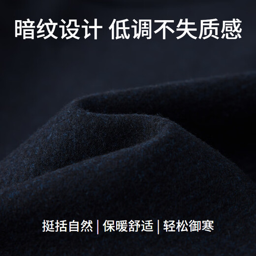 EMZ Ordos pure wool autumn and winter new men's fashion casual zipper lapel woolen jacket blue black XL 180/100A
