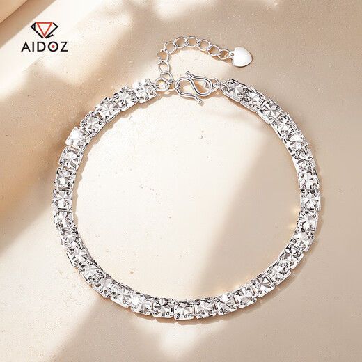 Aido Diamond pt950 platinum wide square square rice bracelet for women platinum imitation diamond cut super shiny weight 7.89 grams length 16+2cm width about 4mm