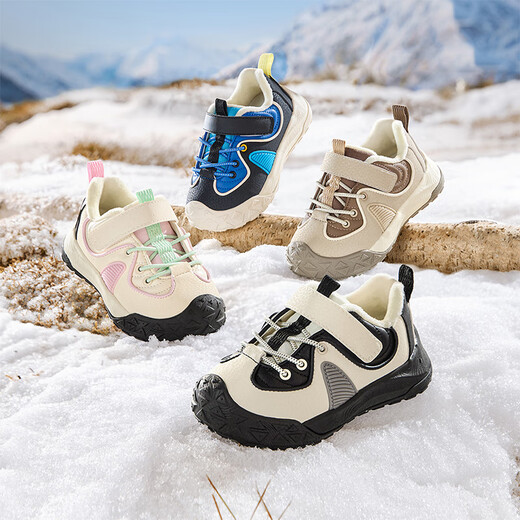 Balabala children's shoes, toddler shoes for boys and girls, plus velvet 2025 new autumn and winter functional shoes for foot protection, Shanyue Black, early autumn micro-velvet, not afraid of the cold 24 (foot length 14.3-14.7/inner length 15.7)