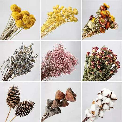Dried flower bouquets, immortal flowers, diy flower materials, living room home flower arrangements, wheat ears, roses, gypsophila, eucalyptus leaves, thin eucalyptus leaves