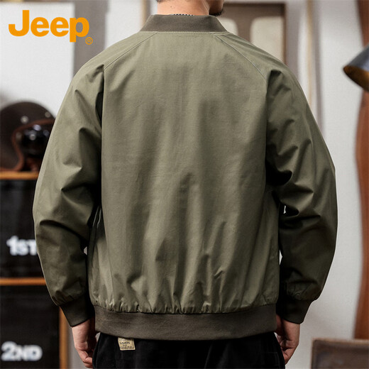 Jeep (JEEP) Jacket Men's Autumn and Winter Loose Workwear Executive Jacket Baseball Uniform Flight Casual Men's Military Green XL