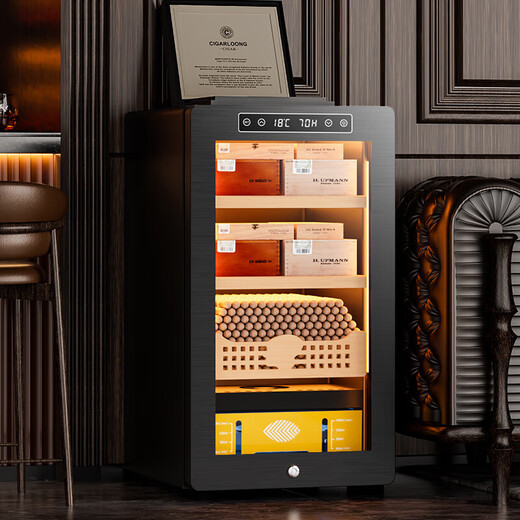 Kelong 36C cigar cabinet, constant temperature and humidity, mellow aroma, natural cedar wood shelf, compressor, precision refrigeration, anti-fog tempered glass door, air-cooled partitioned storage, household cigar cabinet, 36C star ash box, nude maintenance + compressor refrigeration + cedar wood cigar basket
