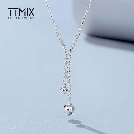 TTMIX flash o chain platinum necklace pt950 platinum clavicle chain o chain tassel bead platinum necklace 4.5-4.7g 40+3+3cm