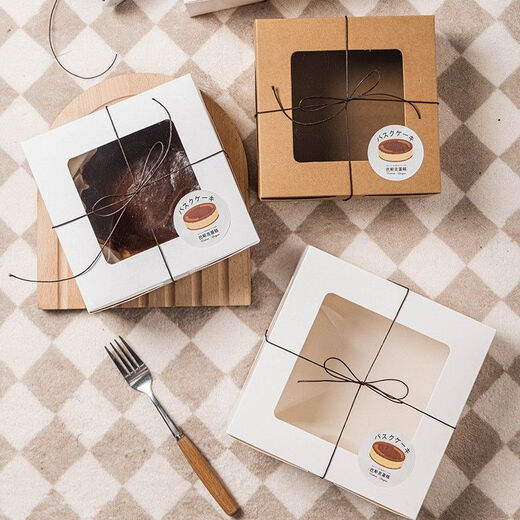 NAOISKEY Korean 4-inch 6-inch Basque cheesecake box light cheese pastry packaging packaging box baking oil paper tray 5 pieces 6-inch white--cake box