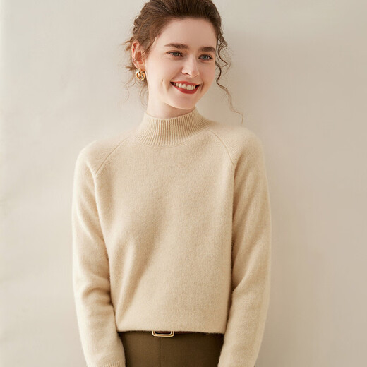 ERDOS Ordos Thickened Half Turtle Collar 100 Pure Cashmere Sweater Women's Autumn and Winter Warm Wool Bottoming Sweater Elegant Camel 3XL