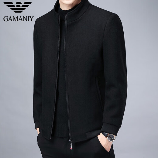 Men's jacket autumn woolen jacket men's woolen jacket middle-aged wool stand-up collar clip gray M 170