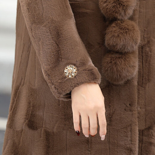 Nuo Wei middle-aged and elderly women's foreign style imitation mink velvet coat large size foreign style mother's winter fur all-in-one thickened warm coat camel XL recommended 90-115Jin Jin equals 0.5kg (selected quality)
