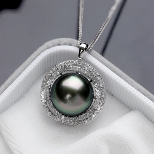 Yuebu Tahitian black pearl pendant S925 silver large point single pearl pendant young clavicle chain for wife 12