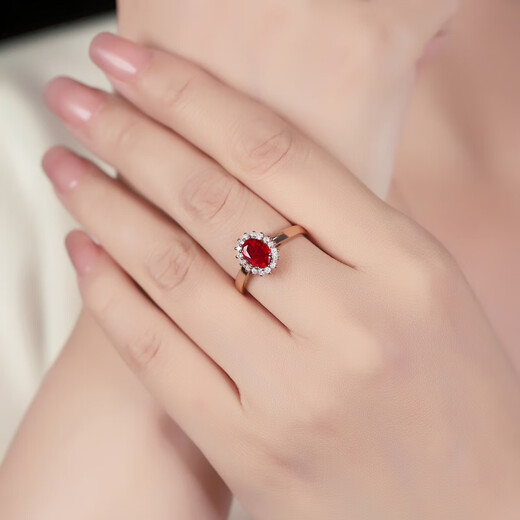 COASZE 1 carat pigeon blood ruby ring 18K gold inlaid with diamond single piece, birthday gift for girlfriend and wife, ready stock (No. 10-20) size remarks