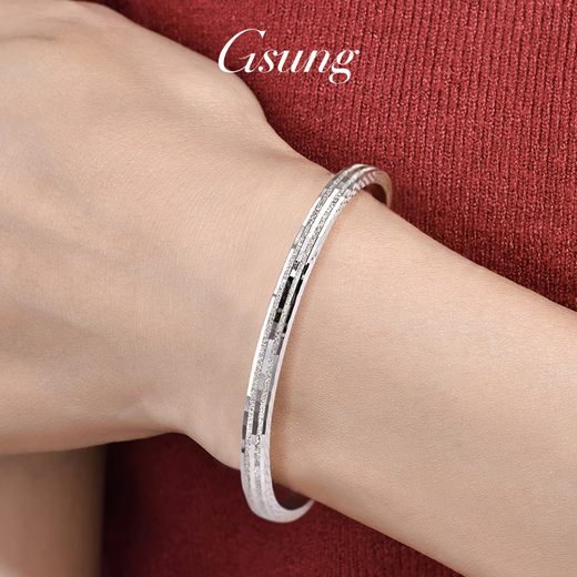 GsunG platinum solid double nail sand bracelet for women PT950 pure platinum fashion bracelet Chinese Valentine's Day gift for girlfriend Price by gram Contact before bidding