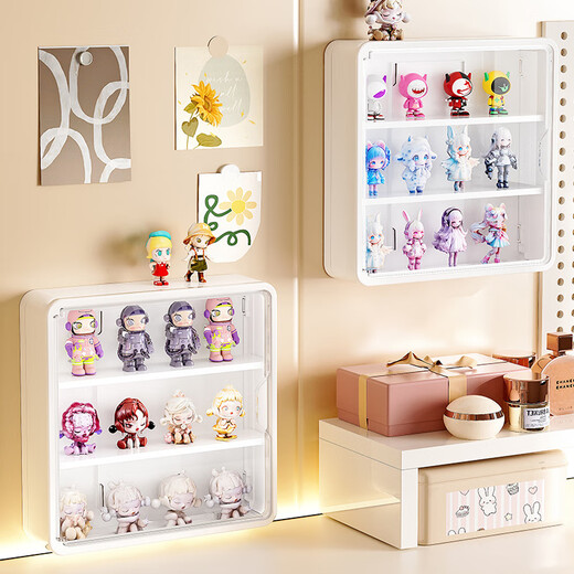 Xinnan blind box storage display rack wall-mounted Bubble Mart display box display wall-mounted storage rack transparent hand cabinet white one