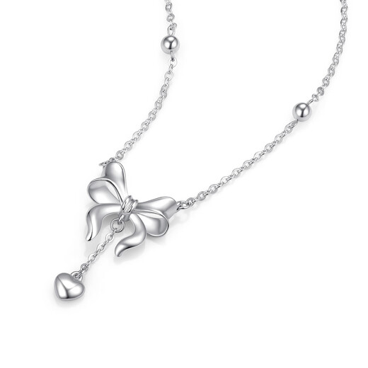 Jin Zhifu inheritance platinum chain set for female fugitive princess PT950 bow love pendant for girlfriend and wife birthday gift fugitive princess chain about 4.65 grams