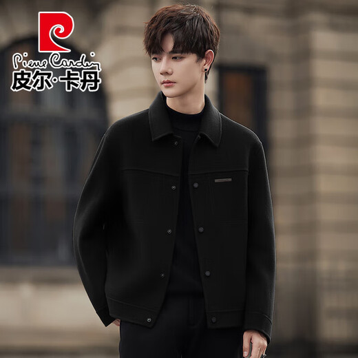 Pierre Cardin woolen jacket men's spring and autumn new Korean style slim double-sided wool coat shorts high-end woolen jacket for men coffee color 70.4% sheep wool XL (recommended 135-155Jin Jin is equal to about 0.5 kg)
