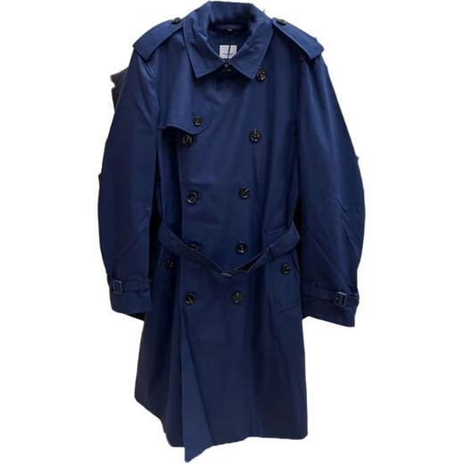 BURBERRY New Year's Gift Burberry Solid Color Double-Breasted Long-Sleeved Long Windbreaker Men's Navy Blue Navy Blue One Size 48