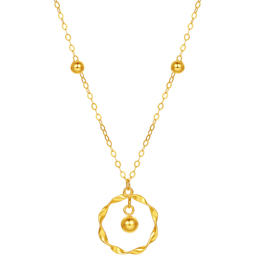Saturday Lucky Yellow 18K Gold Necklace Female Lottery Gold Mobius Necklace Birthday Gift C0622437 40+5cm