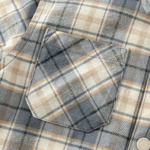 DAVE&BELLA children's shirt autumn and winter new boys plaid shirt baby boy plus velvet coat children's long-sleeved top blue gray plaid ready stock 150 cm (recommended height 140-150cm)