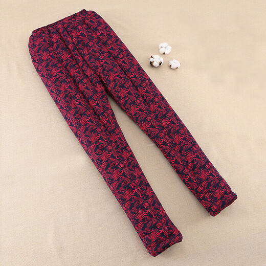 Pure cotton cotton pants for women, handmade cotton pants for mothers, casual fleece pants, Xinjiang cotton winter clothes, thickened loose high waist, Wealthy Flowers 4XL (Height 155-174 Weight 145-160 Jin Jin equals 0.5 kg)