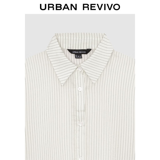 UR2026 Spring new women's temperament commuting lapel pinstripe cardigan shirt UWM250136 off-white stripes (loose) M