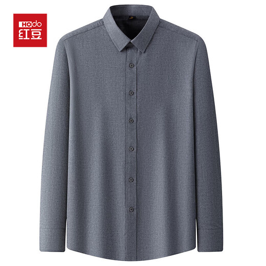 Red bean Xinjiang cotton autumn and winter square collar men's shirt middle-aged and elderly business home slim casual shirt warm dad wear PC2423 gray 52 (180/96A)