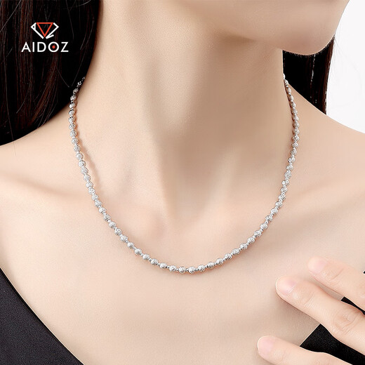 Aido Diamond pt950 platinum necklace for women with super flash car flower platinum starlight round bead chain pearlescent precious element chain weight 30.6-30.8g length 42+3cm thick about 6mm