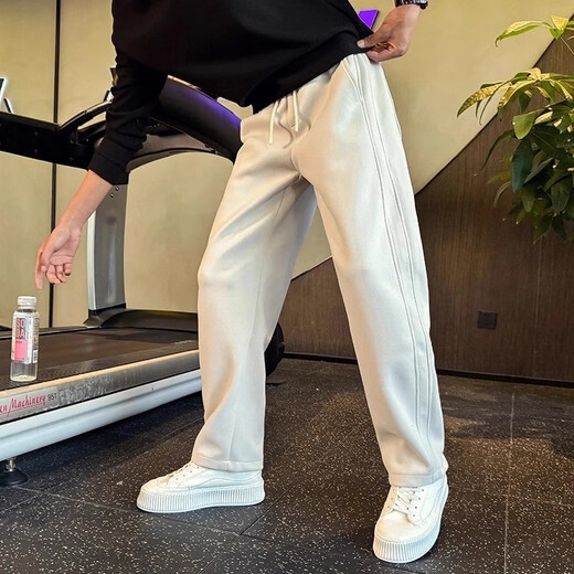 Kuraishi Kazuki spring and autumn new straight-leg loose sweatpants men's trendy high-end simple versatile sports and leisure trousers black XL