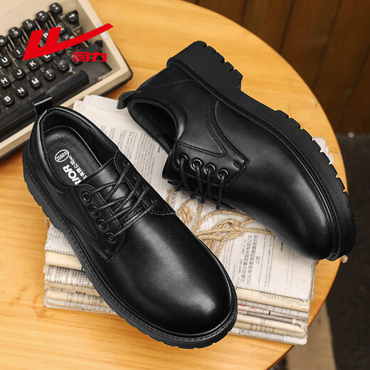 Pull-back leather shoes for men in autumn, all-match heightening, business black casual men's shoes, commuter shoes, oil wax black 42