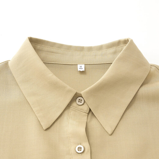 IEF/Aiyifu 2025 new autumn Korean style fashion casual commuting temperament versatile basic shirt top Khaki L