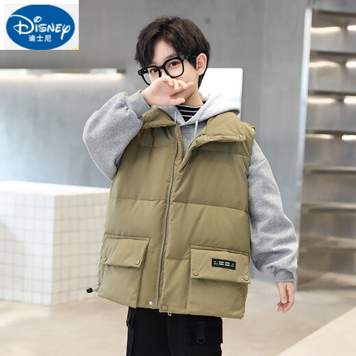 Disney boys' vest autumn and winter 2025 new winter fashionable outer vest medium and large children's warm thickened casual jacket black 130 cm