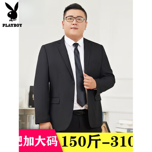 Playboy Fat Suit Men's Casual Jacket Plus Size Fat Guy Suit Professional Work Business Formal Wear Wedding Black Top + Pants 6XL 230-245Jin Jin is equal to 0.5 kg