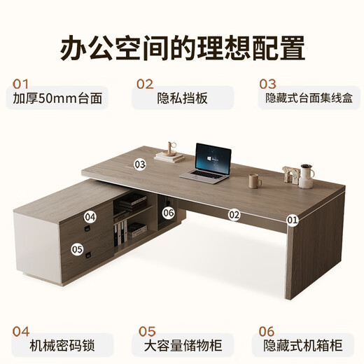 Xinhebang boss desk office desk and chair, elegant desk supervisor single office desk and chair, simple modern manager table 2.0 meters boss table
