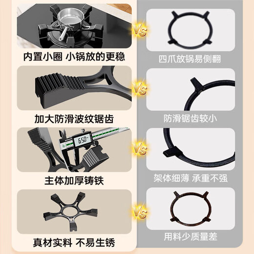 Gas stove bracket, wok, non-slip, boiler stove rack, universal kitchen gas stove, small milk pot rack, non-slip pot rack, four-claw universal, extra thick, non-slip, suitable for small pots and woks/1 piece