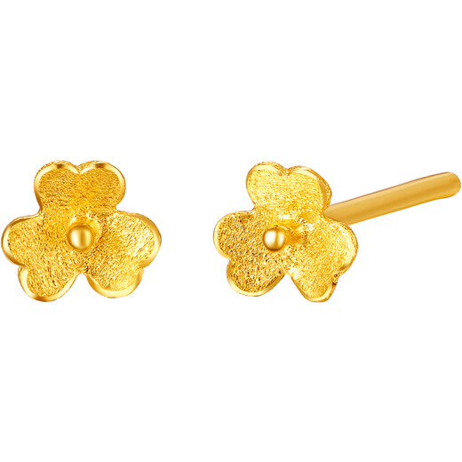 Saturday Fu Xiaojinhua Pure Gold 999 Gold Earrings Girls Birthday Gift Price AC090379 One Pair Approximately 0.64g