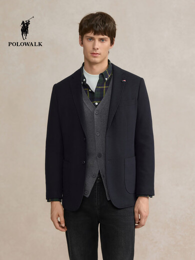 POLOWALK Men's Suit 2025 Autumn New Product Single-breasted Business Gentleman Flat Lapel Men's Suit Jacket Navy M 170/M