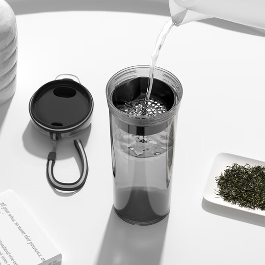 Tupperware crystal color 400ML plastic cup for men and women, student summer sports water cup, outdoor portable large capacity, cool black