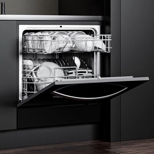 Siemens household embedded dishwasher, first-class water efficiency, small fully automatic dishwashing and chopsticks disinfection, drying and sterilization all-in-one machine 8 sets of embedded black