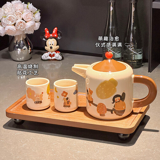 Xibaisheng ceramic tea set complete set for home hospitality teapot teacup wedding souvenir housewarming gift cup set gift box tea set 8-piece set 1856