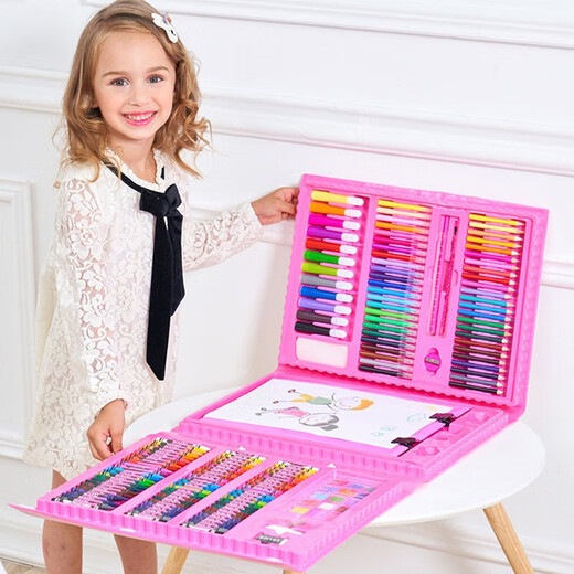 Haofanjie Brush Set Painting Gift Box 5 Painting 10 Children's Educational 9 Toys 6-12 Years Old 9 Girls and Boys Birthday Gifts 7 Deluxe Edition Set with Easel Toys for Girls Washable Toddler Coloring Pens
