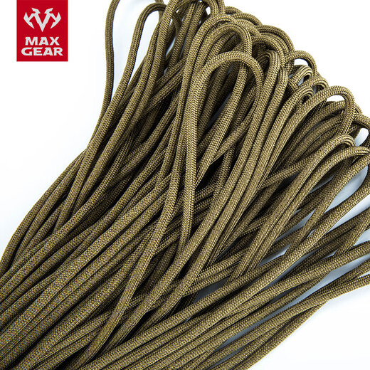 MAXGEAR 7-core 550 parachute rope, outdoor strapping rope, escape rope, safety rope, tool rope, braided rope, clothesline, wolf brown (15M)