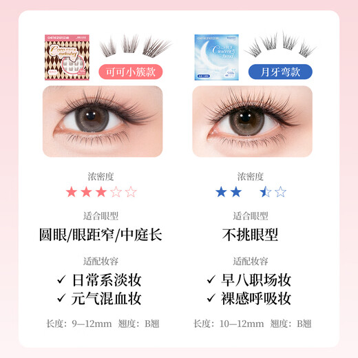 Oeiez Glue-free False Eyelashes Bionic Vitality Makeup Natural Mommy Feeling 0-sense Eye-catching Eye Shape Enlarges Eyes Glue-Free Cocoa Small Clusters *1 Box