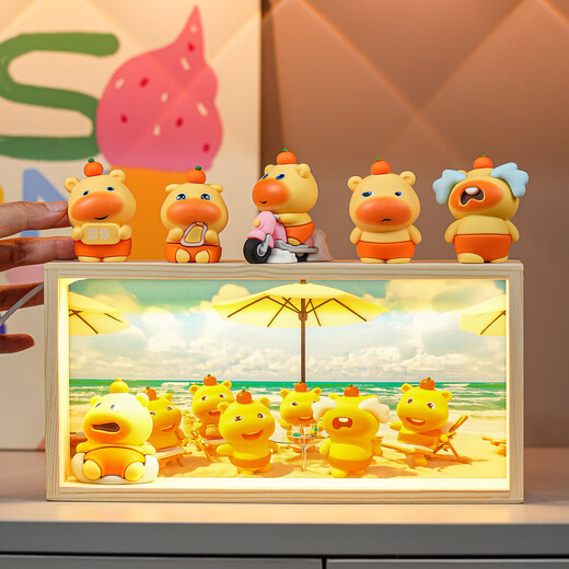 Yunya Capybara Dudu Lulu Children's Desktop Ornaments Cartoon Doll Hand Toy Boys and Girls Birthday Gift Night Light Treasure Lulu Seaside Vacation