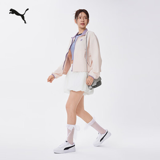 PUMA White Shoes Increased Thick Sole Tennis Style Sneakers Women's Casual Shoes SKYE 374764 White-Black-02 38