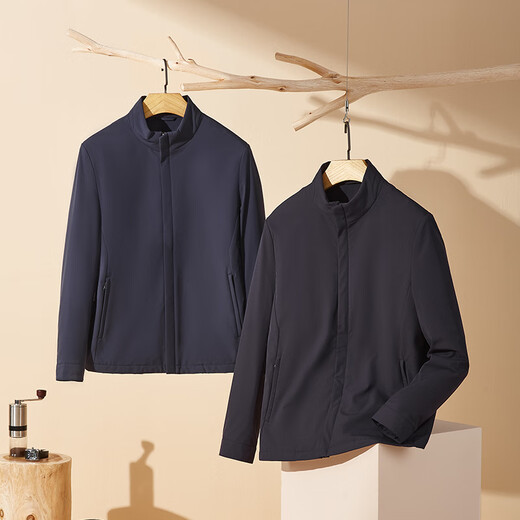 YOUNGOR 25 new velvet lining business commuter windproof short jacket for men, dark blue XL (180/100A)
