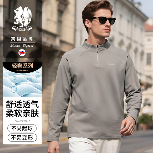 KING WINNER long-sleeved T-shirt men's double-sided velvet half-zip outdoor base 2025 autumn sports raglan sleeve cycling jersey long-sleeved dark gray M