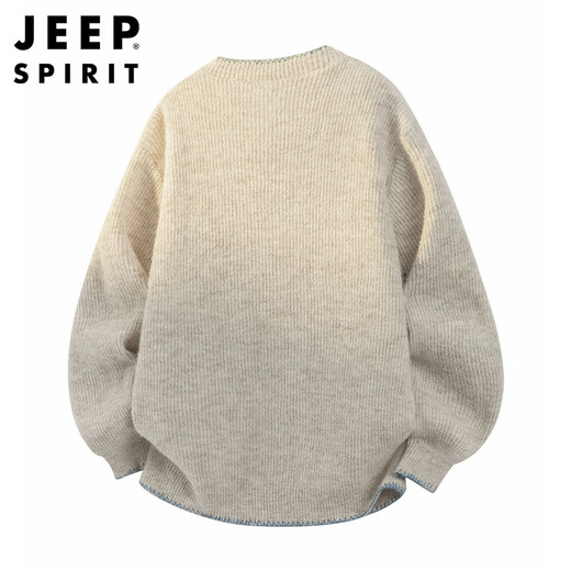 JEEP SPIRIT Jeep American style lazy style sweater men's autumn and winter Henley collar casual sweater jacket oatmeal gray XL
