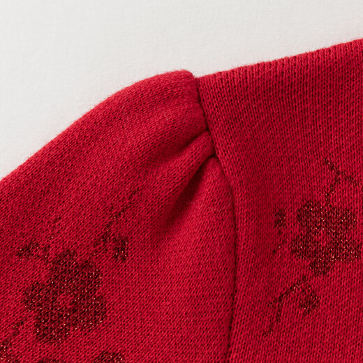 DAVE&BELLA Girls' National Style Dress Autumn and Winter Children's Style Mesh Dress Baby New Year's Dress