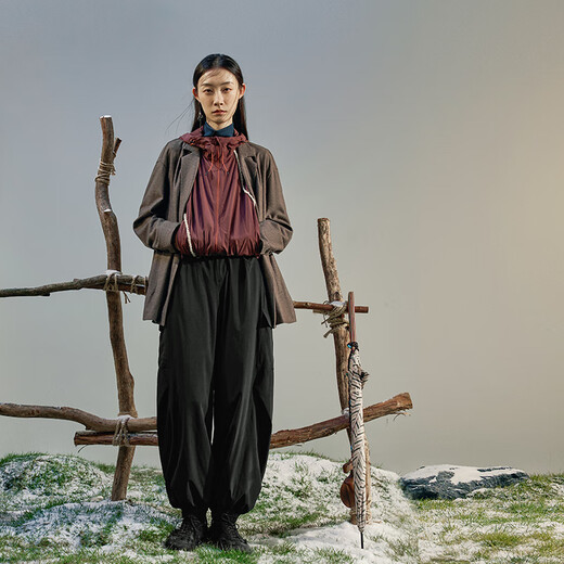 Rishuo Xunyou Goose Down Overalls 2025 New Winter Loose Casual Thickened Warm Outdoor Down Pants Women's Housewood Black XL